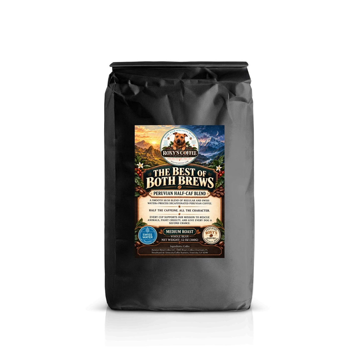 The Best of Both Brews - 50/50 Blend of Peru medium roast & Decaf - Coffee from Peru