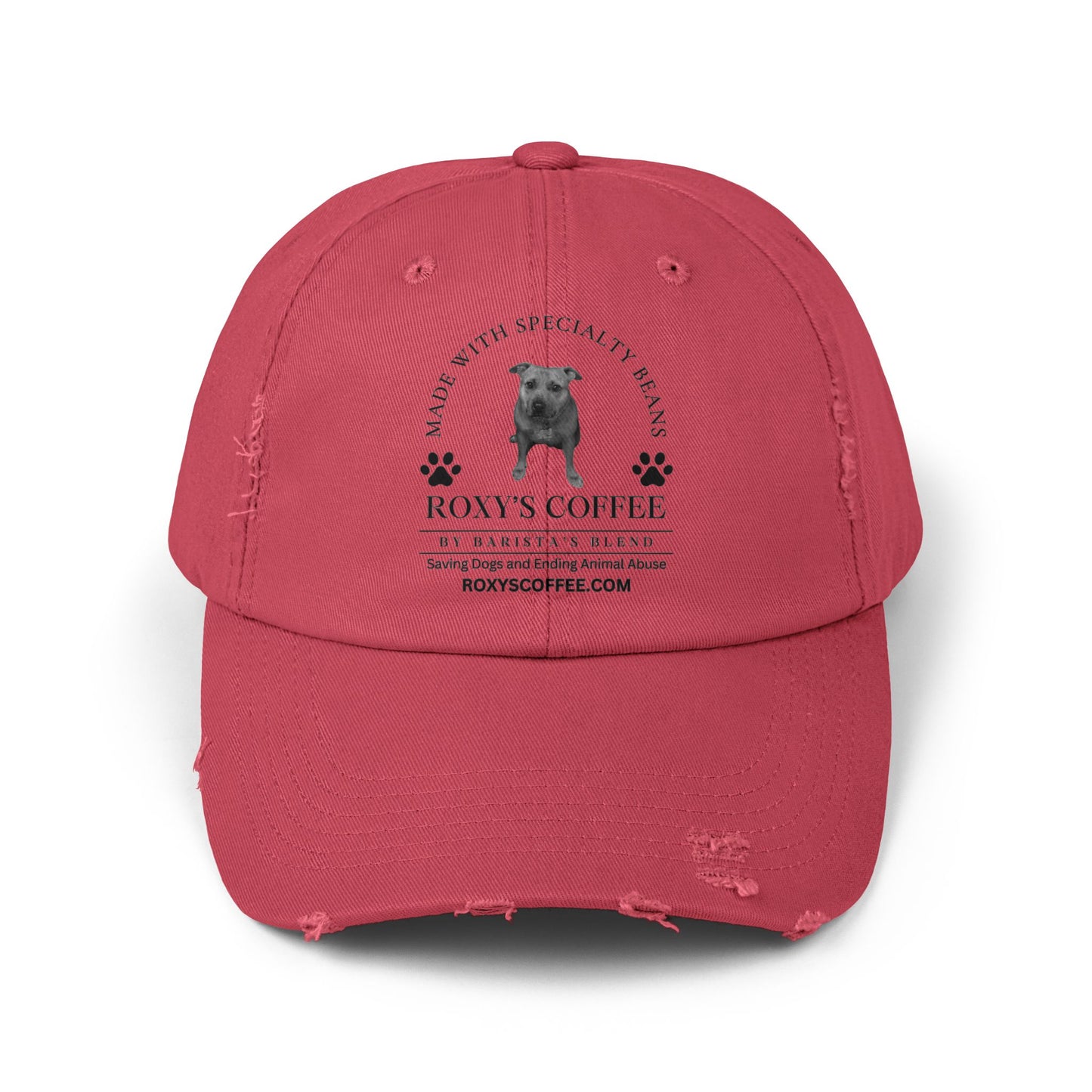 Roxy's Coffee Unisex Distressed Cap - Stylish Dog Lover Hat for Animal Support