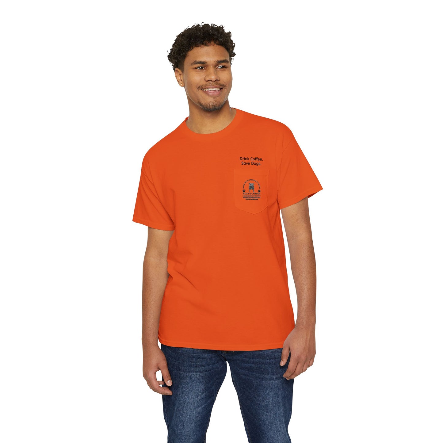 Pocket Tee Support Dog Rescue Unisex Heavy Cotton