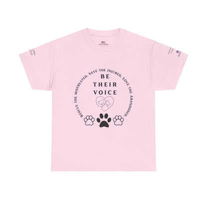Be Their Voice Animal Rescue Tee, Unisex Heavy Cotton T-Shirt, Animal Lover Gift, Advocacy Shirt, Pet Adoption Awareness Tee