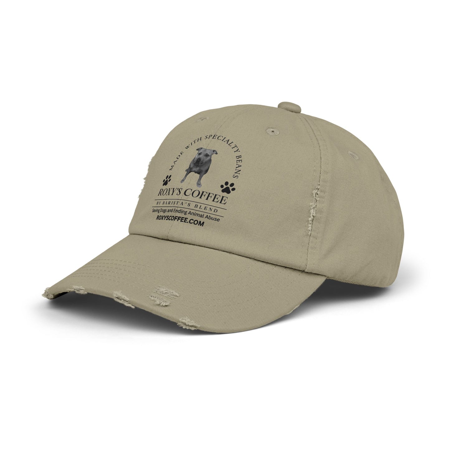 Roxy's Coffee Unisex Distressed Cap - Stylish Dog Lover Hat for Animal Support