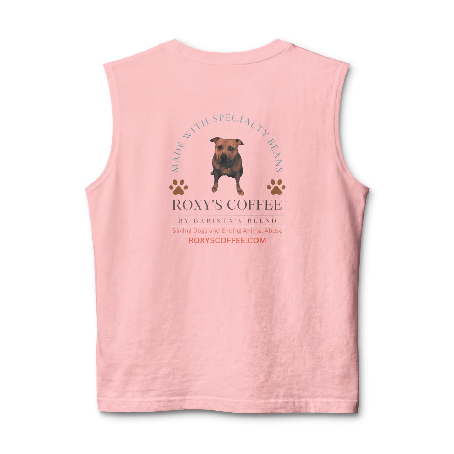 Roxy’s Coffee Rescue Riders Muscle Tank — Vintage Dog & Coffee Shop Logo