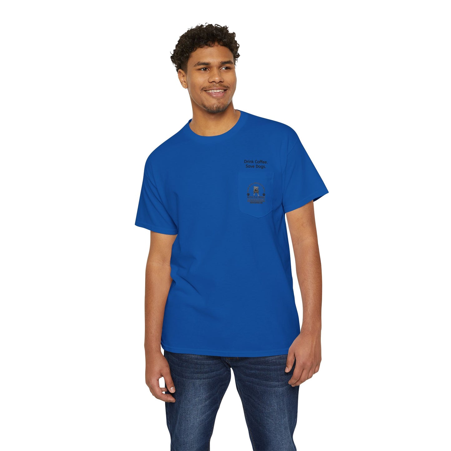 Pocket Tee Support Dog Rescue Unisex Heavy Cotton
