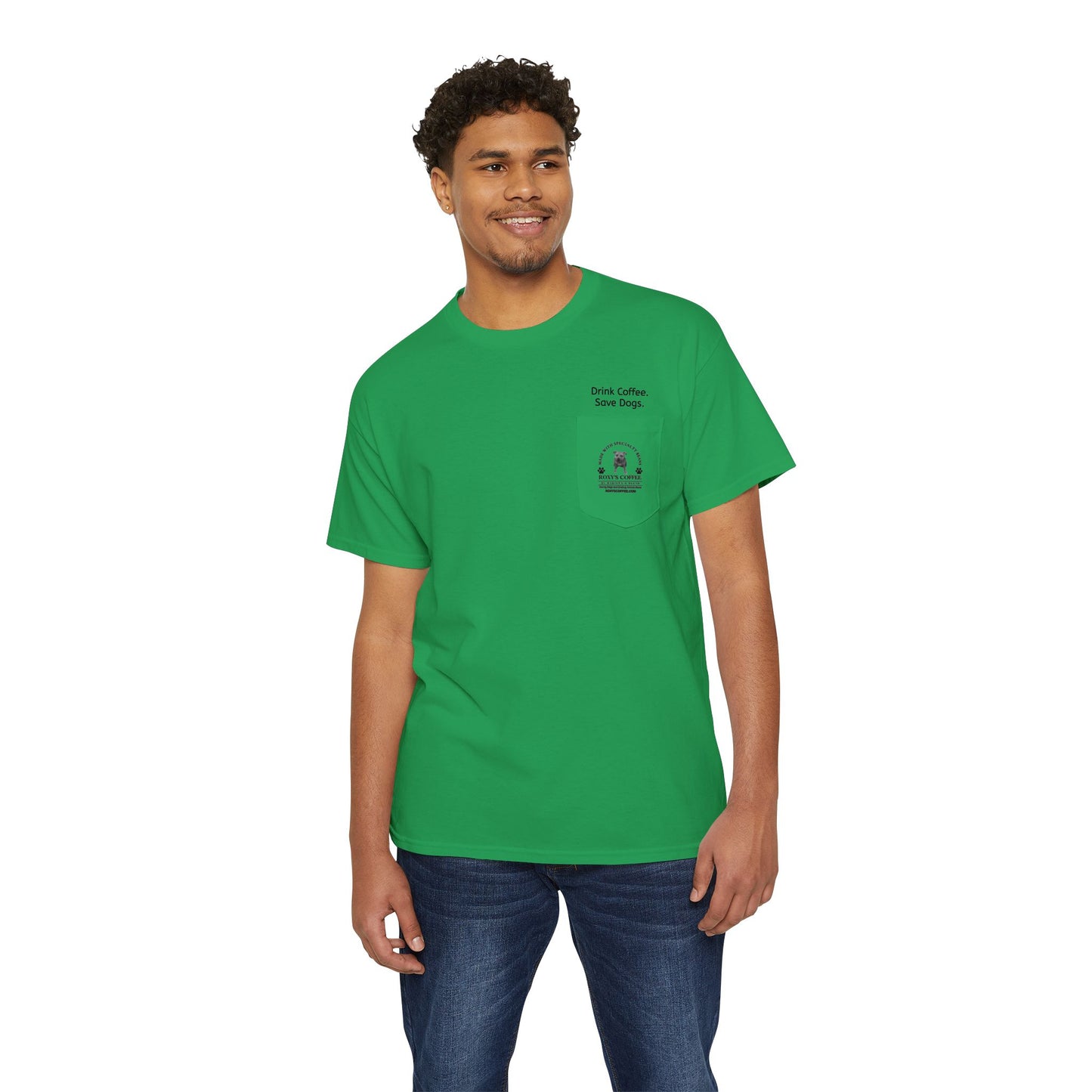Pocket Tee Support Dog Rescue Unisex Heavy Cotton