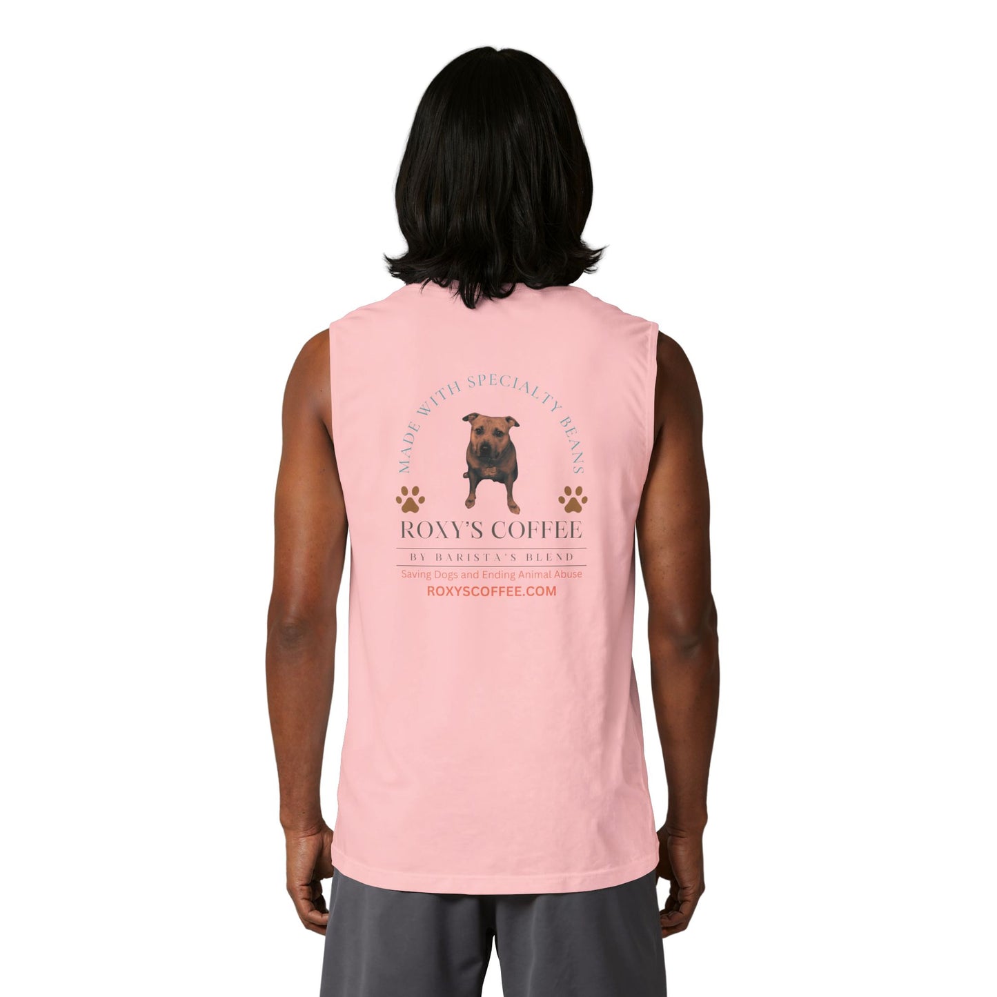 Roxy’s Coffee Rescue Riders Muscle Tank — Vintage Dog & Coffee Shop Logo