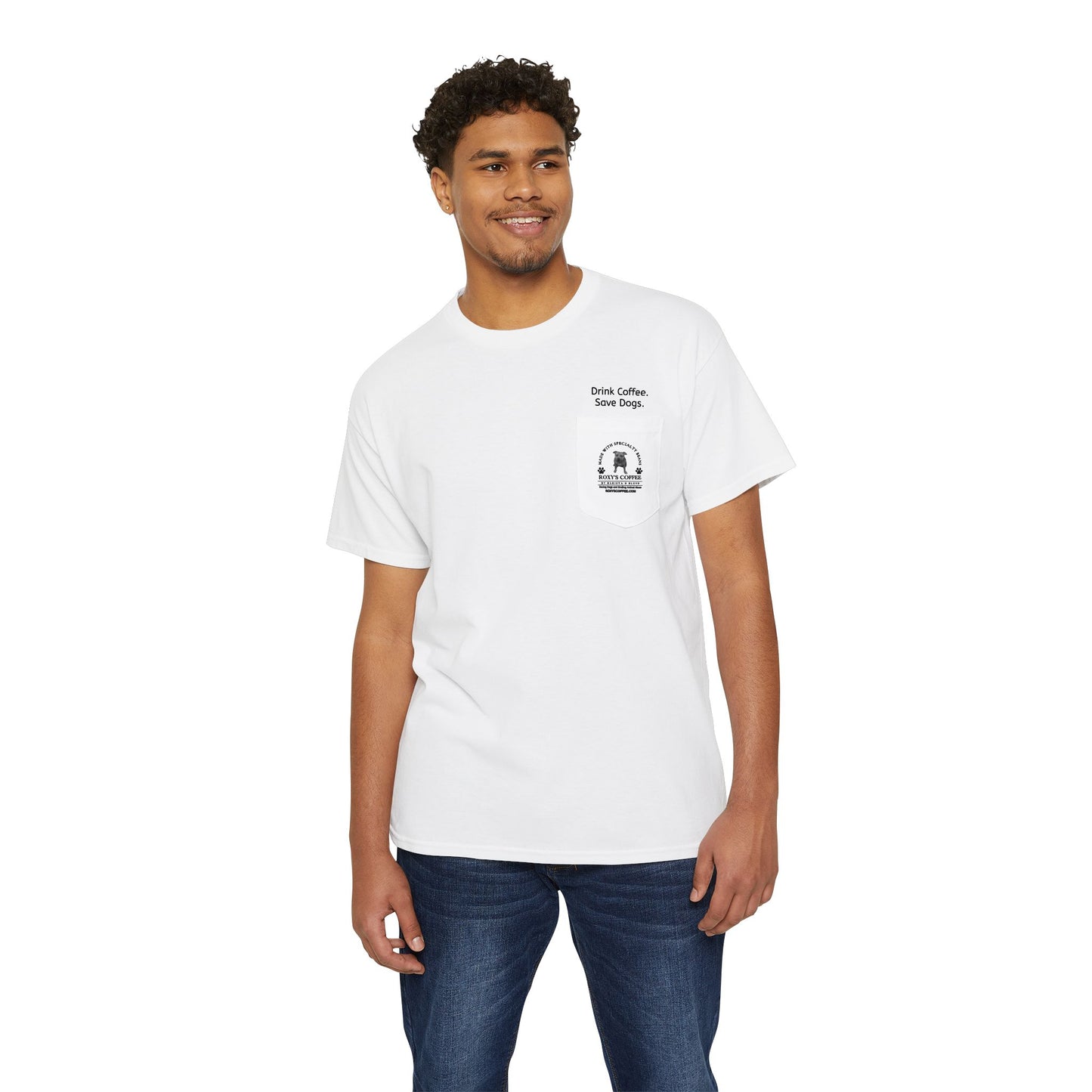 Pocket Tee Support Dog Rescue Unisex Heavy Cotton