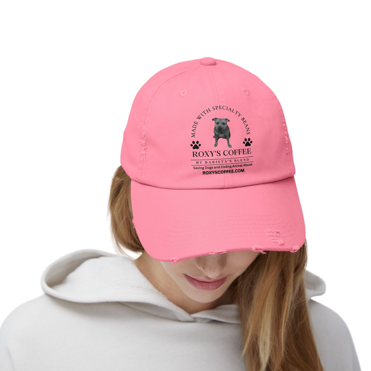 Roxy's Coffee Unisex Distressed Cap - Stylish Dog Lover Hat for Animal Support