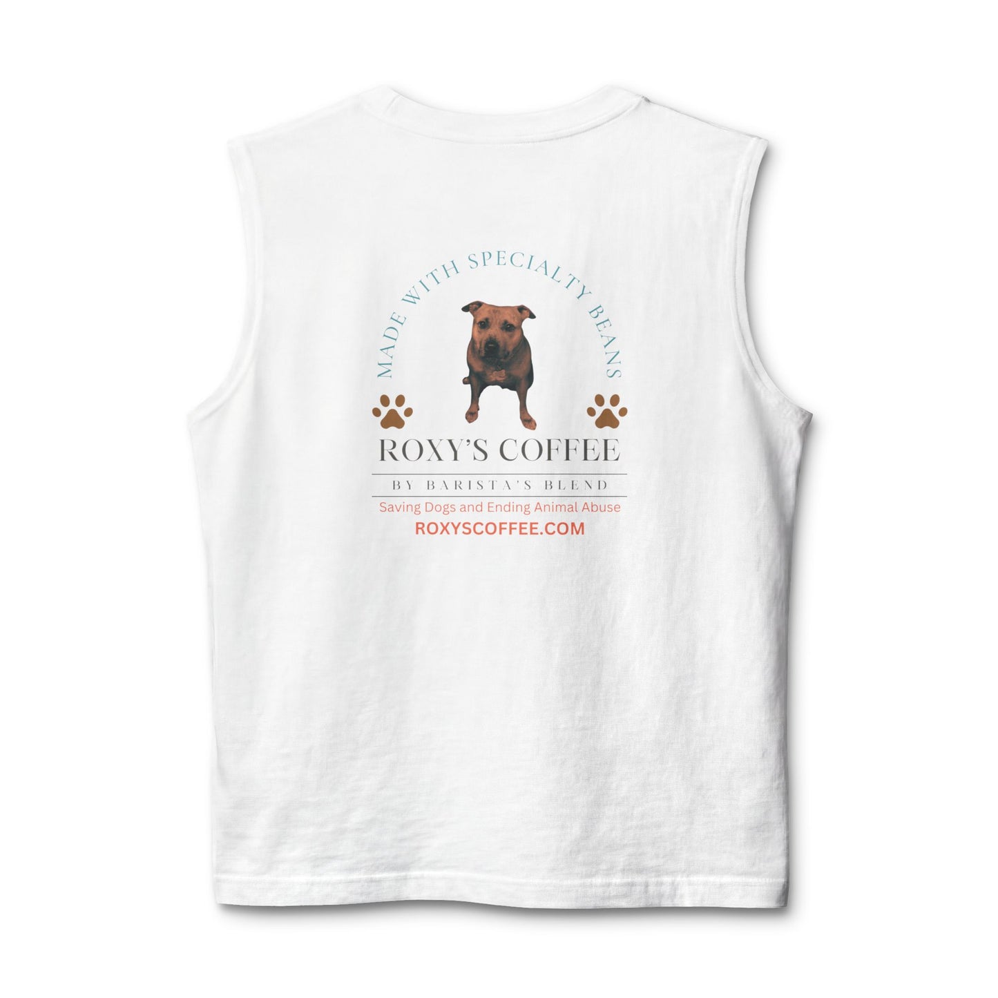 Roxy’s Coffee Rescue Riders Muscle Tank — Vintage Dog & Coffee Shop Logo