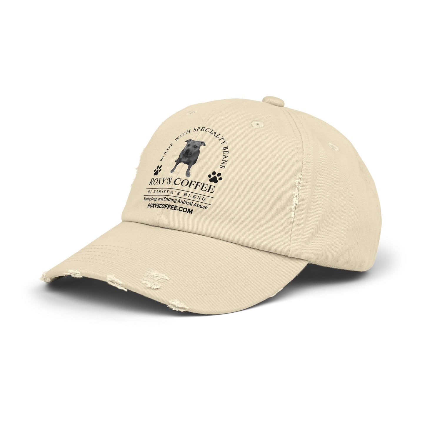 Roxy's Coffee Unisex Distressed Cap - Stylish Dog Lover Hat for Animal Support