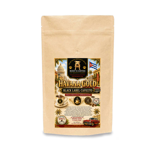 Havana Gold Black Label Cafecito - Bold Cuban Style Espresso Blend - 12 Pack Pods