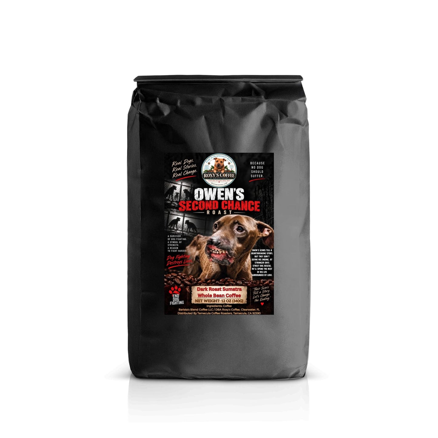 Owen's Second Chance Roast - Stranger Days Street Dog Rescue (FL) - Coffee from Sumatra Indonesia