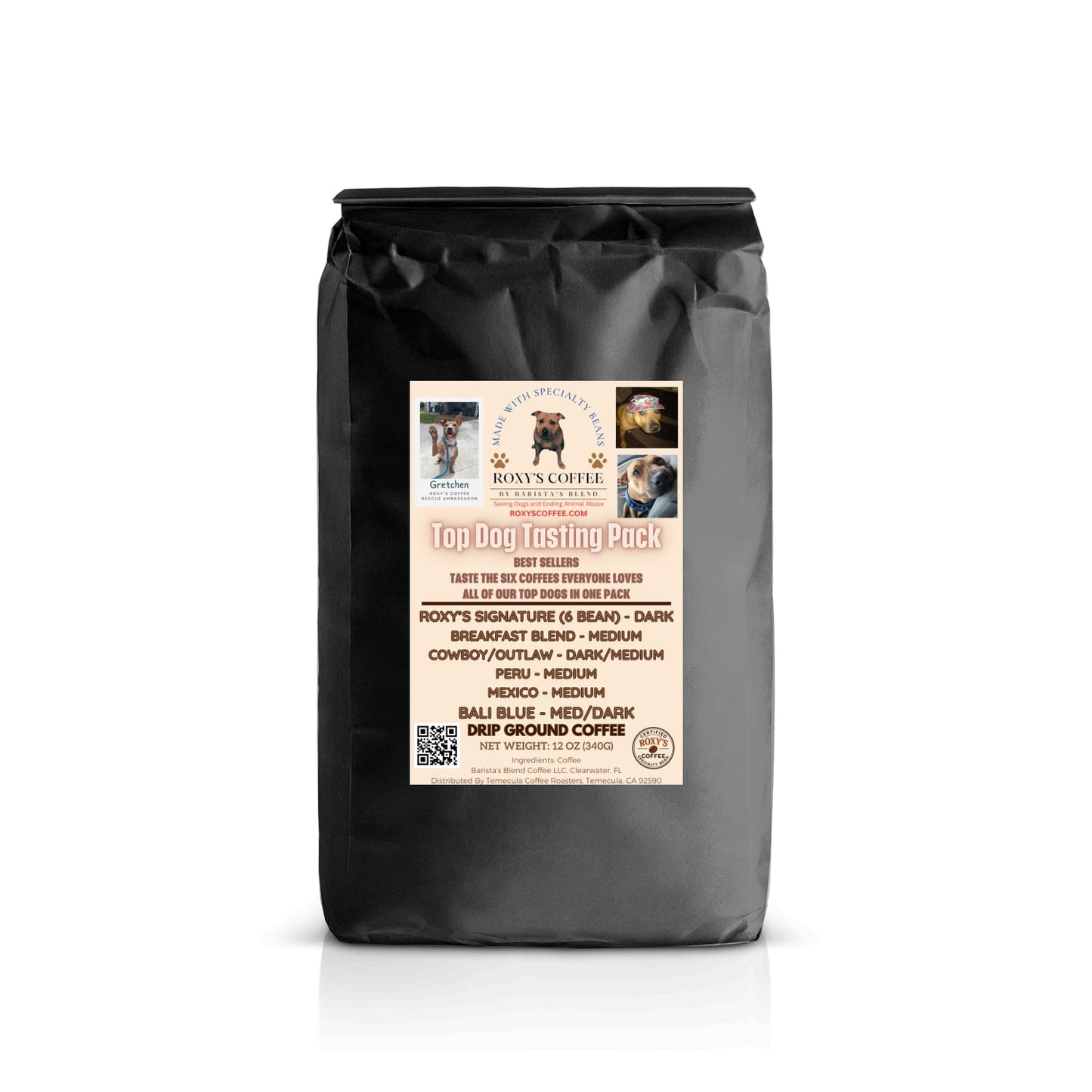 Top Dog Tasting Pack: 6Bean, Cowboy, Breakfast, Peru, Mexico, Bali